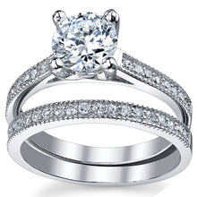 Women's Sterling Silver Past Present Future 2-Pc Bridal Set Engagement Wedding Ring Cubic Zirconia