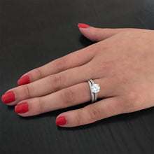 Women's Sterling Silver Past Present Future 2-Pc Bridal Set Engagement Wedding Ring Cubic Zirconia