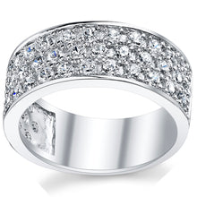 Sterling Silver 2.25Ct. Men's Wedding Band Engagement Ring Cubic Zirconia CZ 9MM 3 Row Sizes 7 to 13