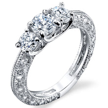 Women's 1 Carat TCW Designer inspired Vintage Sterling Silver Wedding Engagement Ring Cubic Zirconia
