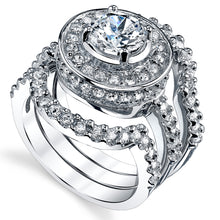 Women's 1.25 Carat 3Pc Sterling Silver 925 Engagement Ring wedding Bridal Set Bands Cubic Zirconia