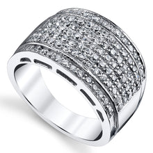 Sterling Silver Men's High Polish Micro-Pave Wedding Band Ring Cubic Zirconia CZ 13.5MM