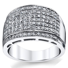 Sterling Silver Men's High Polish Micro-Pave Wedding Band Ring Cubic Zirconia CZ 13.5MM