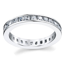 Women's 3MM Sterling Silver Princess Cut Cubic Zirconia Wedding Engagement Eternity Ring