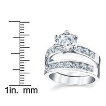 Women's Sterling Silver 925 2.00 Carat Engagement Ring Wedding Set 2-Pc Cubic Zirconia