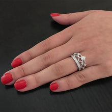 Women's 925 Sterling Silver Cubic Zirconia Princess Crown Tiara CZ Ring