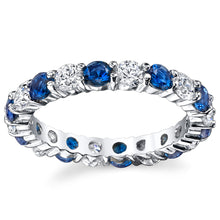 Women's Sterling Silver 925 Eternity Ring Engagement Wedding BSimulated Sapphire Blue Cubic Zirconia
