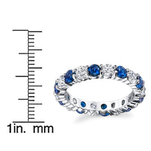 Women's Sterling Silver 925 Eternity Ring Engagement Wedding BSimulated Sapphire Blue Cubic Zirconia
