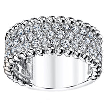 Women's Three Row Round Cut Cubic Zirconia Sterling Silver Wedding Ring 9MM