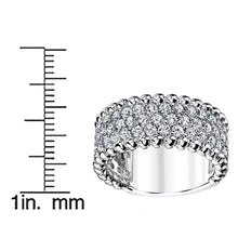Women's Three Row Round Cut Cubic Zirconia Sterling Silver Wedding Ring 9MM