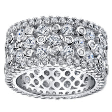 Women's Sterling Silver Wide Eternity Wedding Ring Round Cut Cubic Zirconia 11MM