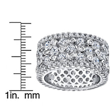 Women's Sterling Silver Wide Eternity Wedding Ring Round Cut Cubic Zirconia 11MM