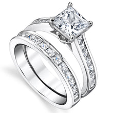 Womens 1.5 Carats Sterling Silver Bridal-Set Engagement Wedding Ring Cubic Zirconia 8MM