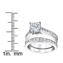 Womens 1.5 Carats Sterling Silver Bridal-Set Engagement Wedding Ring Cubic Zirconia 8MM