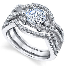 Women's 3Pc Sterling Silver Engagement Bridal Set 1.25Ct Round Cubic Zirconia