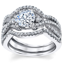 Women's 3Pc Sterling Silver Engagement Bridal Set 1.25Ct Round Cubic Zirconia