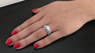 Women's 3Pc Sterling Silver Engagement Bridal Set 1.25Ct Round Cubic Zirconia
