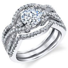 Women's 3Pc Sterling Silver Engagement Bridal Set 1.25Ct Round Cubic Zirconia