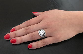 Women's 3Pc Sterling Silver Engagement Ring Bands Bridal set 2 Carat Princess-Cut Cubic Zirconia