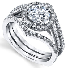 Women's 2Pc Sterling Silver Engagement Ring Bridal Set 1Ct Round Cubic Zirconia