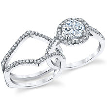 Women's 2Pc Sterling Silver Engagement Ring Bridal Set 1Ct Round Cubic Zirconia