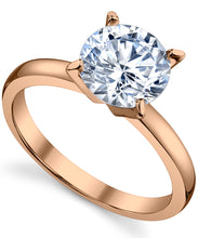 Women's Rose Gold Tone Over Sterling Silver 925 2 Carat Round Brilliant Cubic Zirconia Wedding Engagement Ring