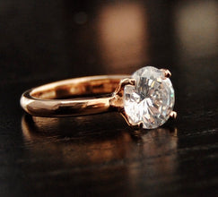 Women's Rose Gold Tone Over Sterling Silver 925 2 Carat Round Brilliant Cubic Zirconia Wedding Engagement Ring