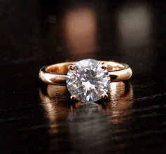 Women's Rose Gold Tone Over Sterling Silver 925 2 Carat Round Brilliant Cubic Zirconia Wedding Engagement Ring