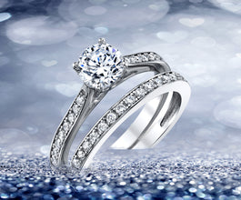 Women's Cubic Zirconia Wedding Engagement Anniversary Solitaire Ring Bridal Sets 925 Sterling Silver