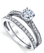 Women's Cubic Zirconia Wedding Engagement Anniversary Solitaire Ring Bridal Sets 925 Sterling Silver