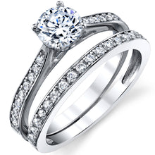 Women's Cubic Zirconia Wedding Engagement Anniversary Solitaire Ring Bridal Sets 925 Sterling Silver