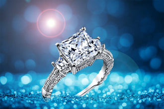 Women's Sterling Silver 925 Vintage 3ct Princess-cut Cubic Zirconia Wedding Engagement Ring Band