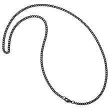 Men's Black Stainless Steel Curb Chain Necklace 4mm 24