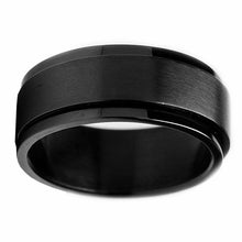 Men's Black Stainless Steel Spinner Fidget Ring Anxiety Band 8MM