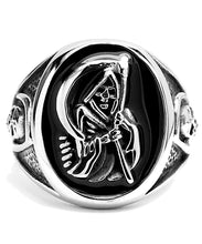 Men's Stainless Steel Casted Grim Reaper Ring with Enamel Sizes 8 to 14