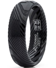 Men's REAL Forged Damascus Steel Ring, Black Comfort Fit Band 6mm