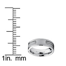 Men's 7 MM Titanium ring Wedding band with Stainless steel Cable Inlay sizes 7 to 12