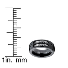 8MM Men's Black Titanium Ring Wedding Band with Stainless Steel Cables and Screw Design Sizes 7 to 13