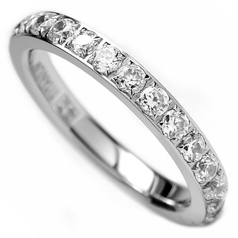 Women's 3MM Ladies Titanium Eternity Engagement Band Wedding Ring Pave Set Cubic Zirconia Sz 4-9