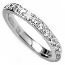 Women's 3MM Ladies Titanium Eternity Engagement Band Wedding Ring Pave Set Cubic Zirconia Sz 4-9