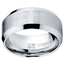 10MM Wide Men's Brushed Titanium Ring Wedding Band, Comfort Fit Sizes 7 to 13