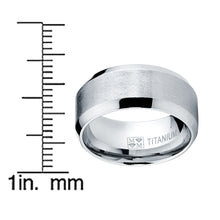 10MM Wide Men's Brushed Titanium Ring Wedding Band, Comfort Fit Sizes 7 to 13