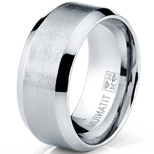 10MM Wide Men's Brushed Titanium Ring Wedding Band, Comfort Fit Sizes 7 to 13
