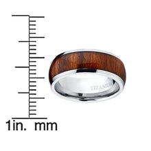 Men's Titanium Ring Wedding Band Engagement Ring Real Wood Inlay 8MM Comfort Fit