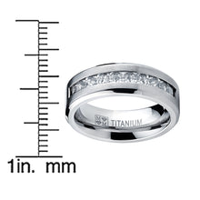 Titanium Men's .9Ct Wedding Band Engagement Ring 9 large Princess Cut Cubic Zirconia