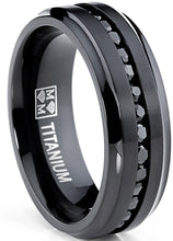 Men's Titanium Engagement Ring Wedding Band Black Cubic Zirconia 8MM