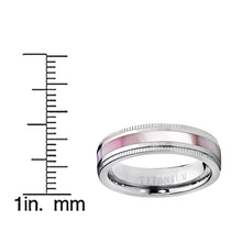 Titanium Women's Pink Hues Mother of Pearl Inlaid Band Ring, Comfort Fit, 5mm Sizes 5 to 9