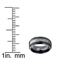 9MM Black Titanium Men's Wedding Band Ring with Wide Gray Carbon Fiber Inlay, Comfort Fit