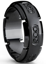 8MM Men's Black Titanium Wedding Band Ring with Black Cubic Zirconia CZ