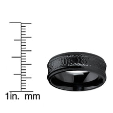 8MM Black Hammered Titanium Wedding Band Ring with Milgrain Edges, Comfort Fit